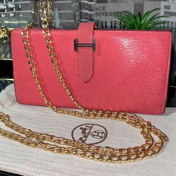 Authentic Rare Pink Hermes Bearn Wallet - Picture 4 of 16